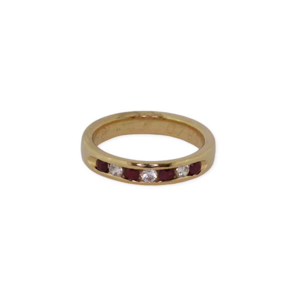 9ct Yellow Gold Ruby & Diamond Channel Ring