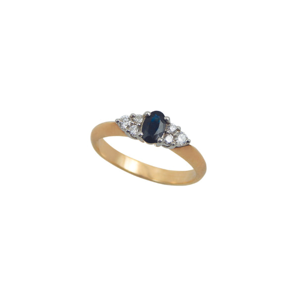 9ct Two Tone Sapphire & Diamond Ring