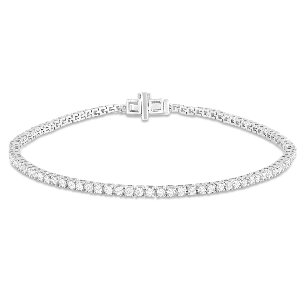 9 Carat White Gold Diamond Tennis Bracelet Total Diamond Weight 1.46ct
