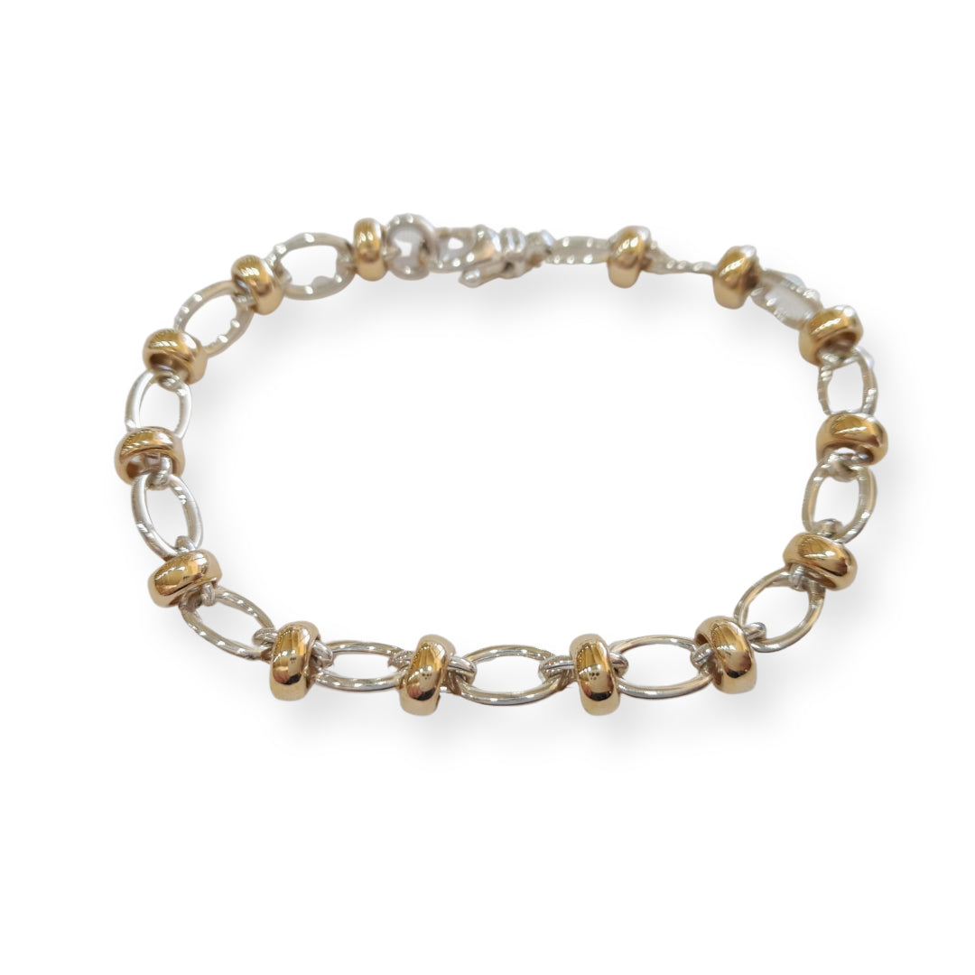 9ct Yellow Gold & Sterling Silver Bracelet