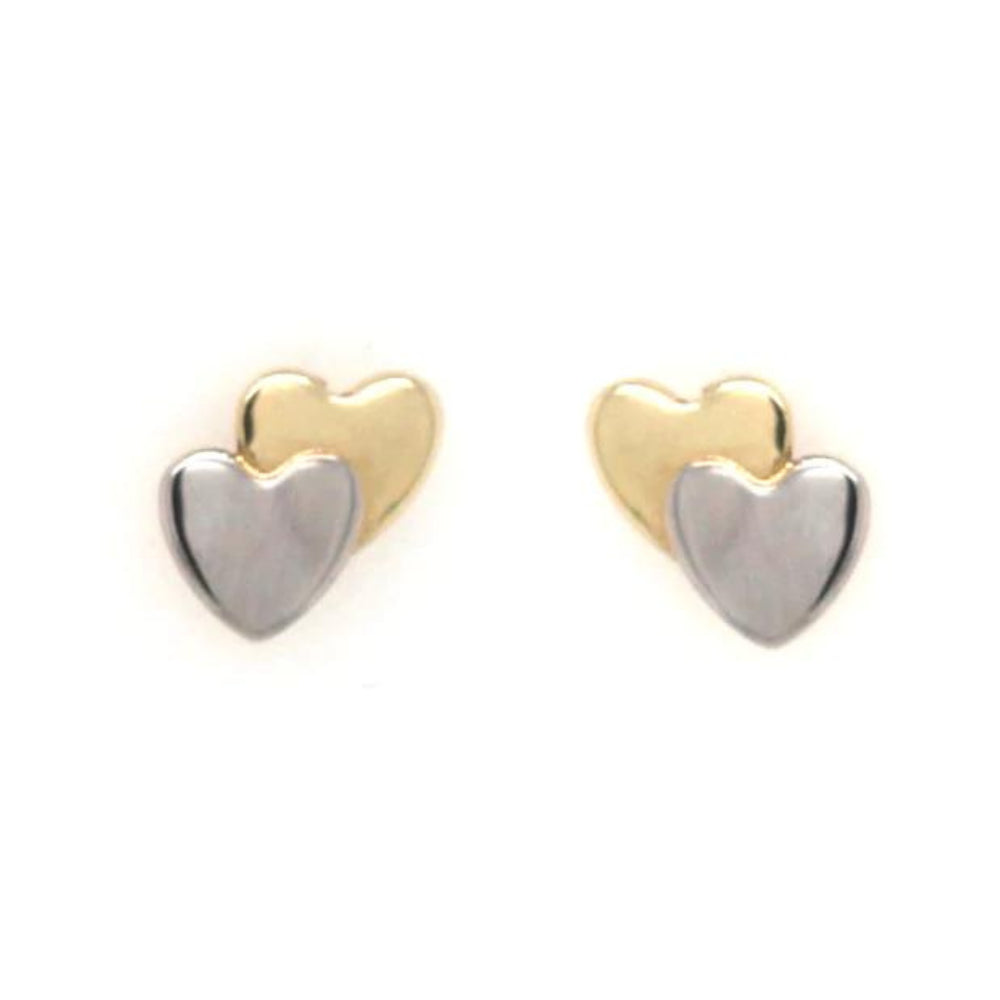 9ct Yellow & White Gold Double Heart Earring