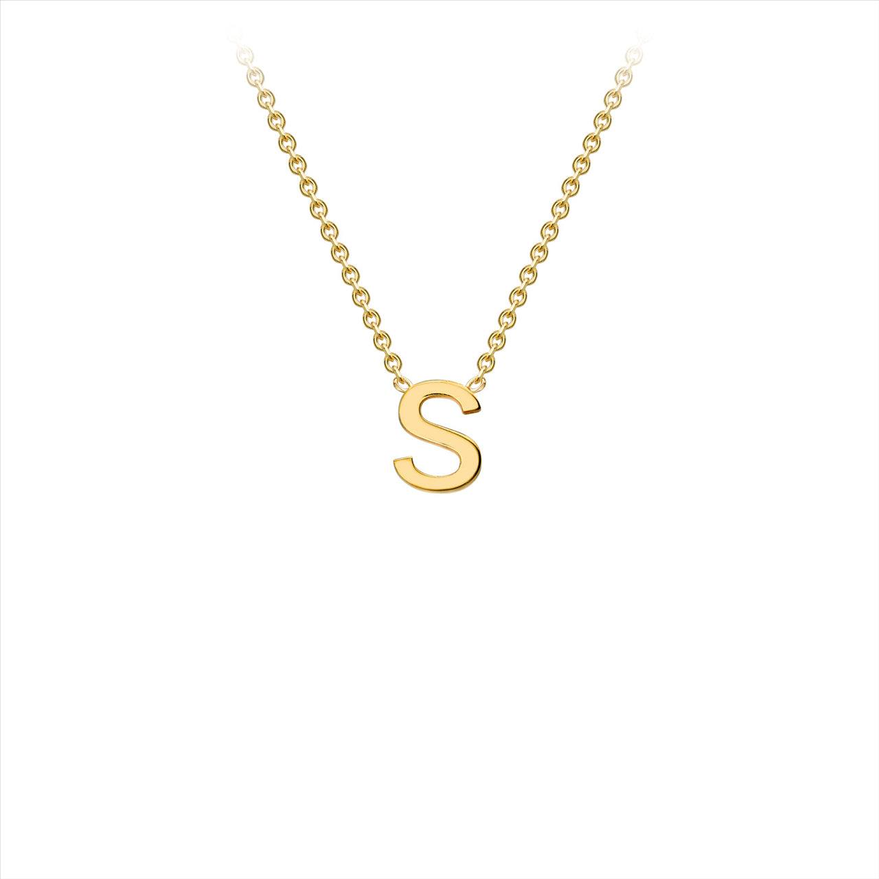 9ct Yellow Gold Initial S Necklace 38cm+5cm