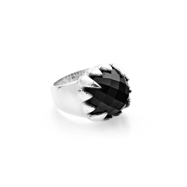 Sterling Silver Claw Ring - Onyx