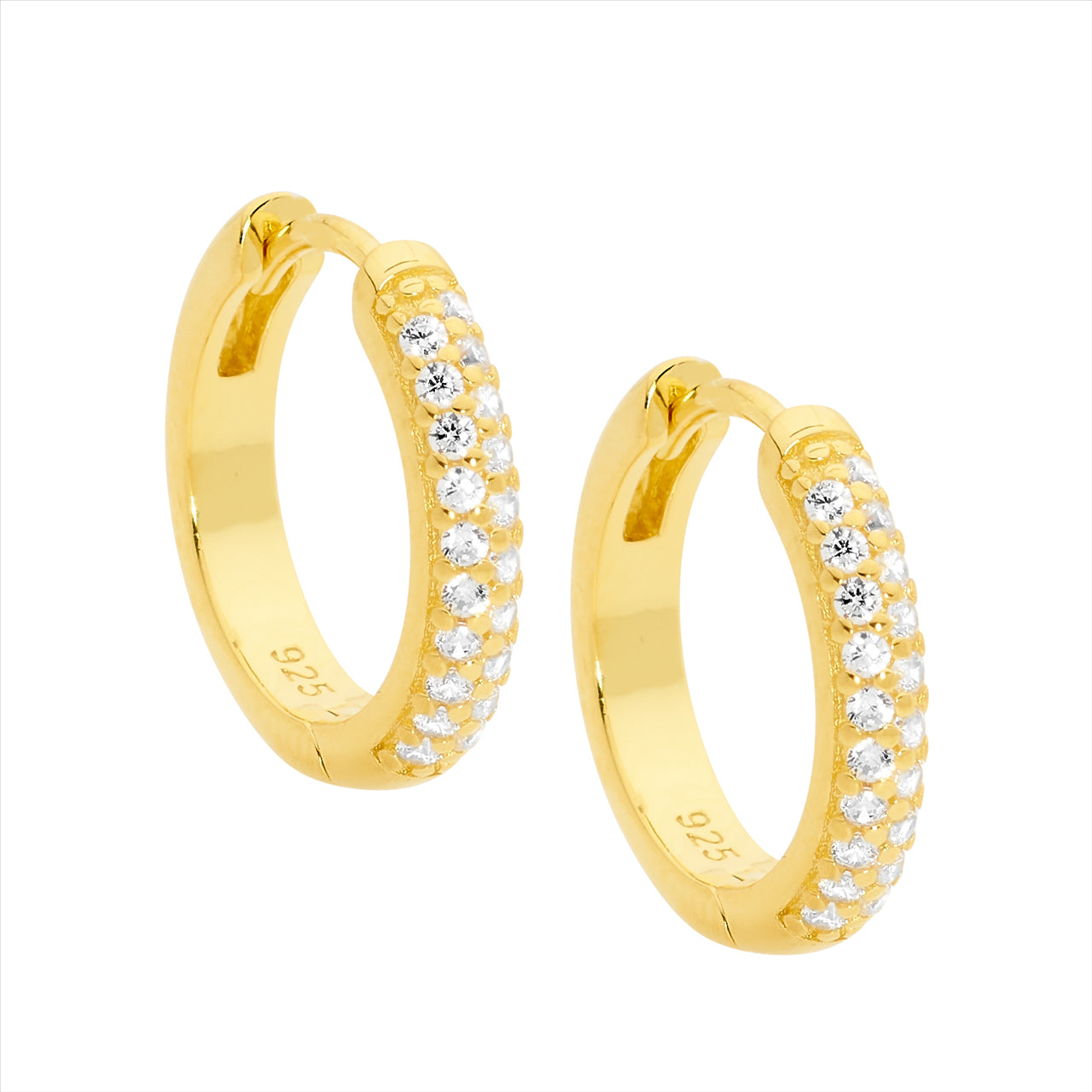 Sterling Silver/Gold Plated Hoop Earring with Cubic Zirconia's