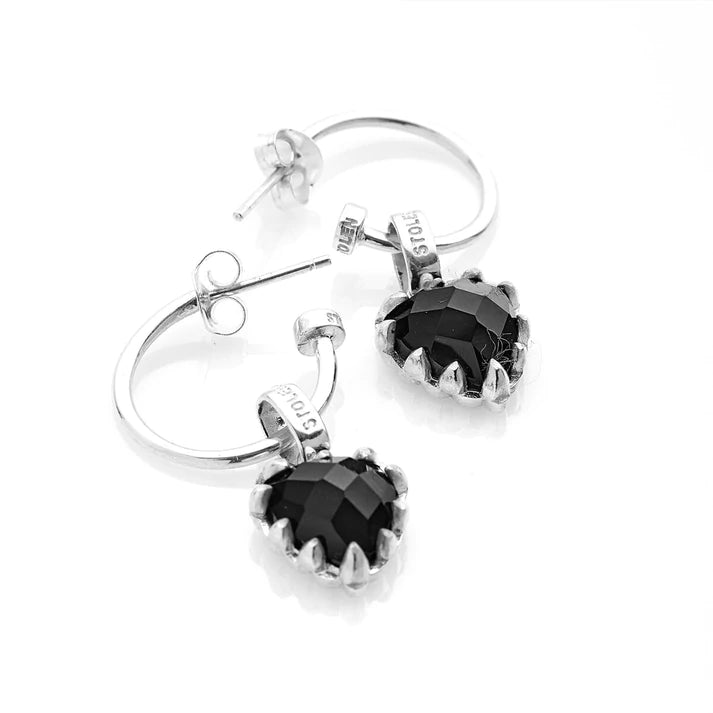 Sterling Silver Love Anchor Earring - Onyx