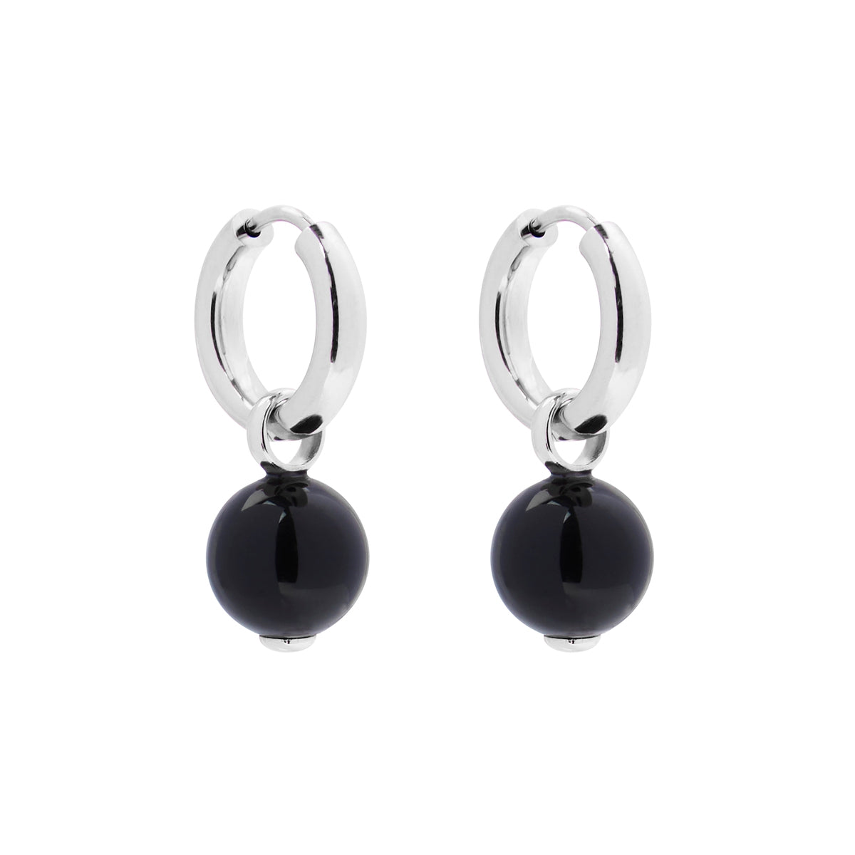 Jellydrop Silver Black Onyx Earring
