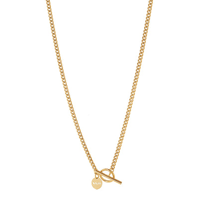 Curb T-Bar Yellow Gold Necklace