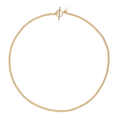 Curb T-Bar Yellow Gold Necklace