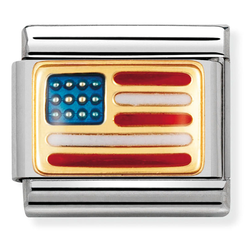 Composable Classic Link America Flag in Enamel & 18ct Gold