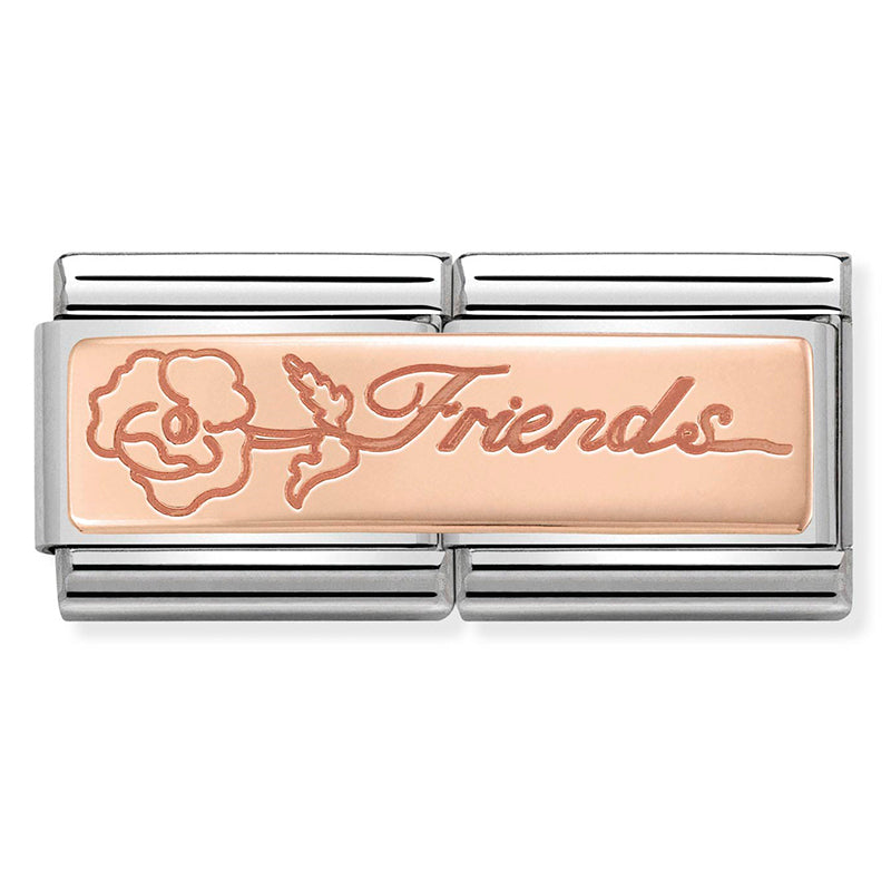 Composable Classic Double Link Friends With Flower in 9ct Rose Gold