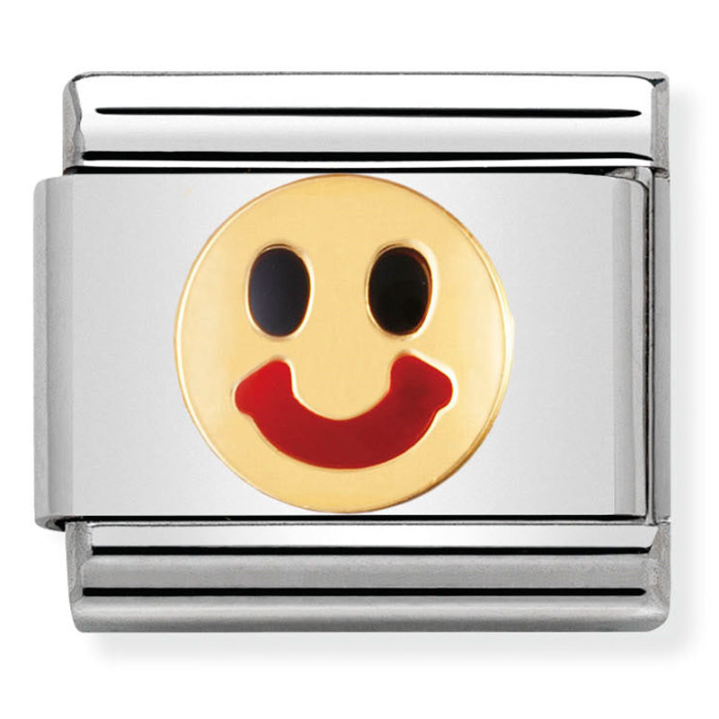 Composable Classic Link Smiley Face in Enamel & 18ct Yellow Gold