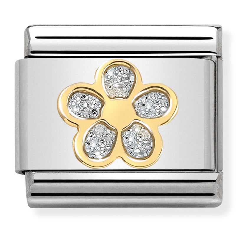 Composable Classic Link Flower with Glitter Enamel & 18ct Yellow Gold