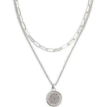Coins of Relief Silver Plated Necklace