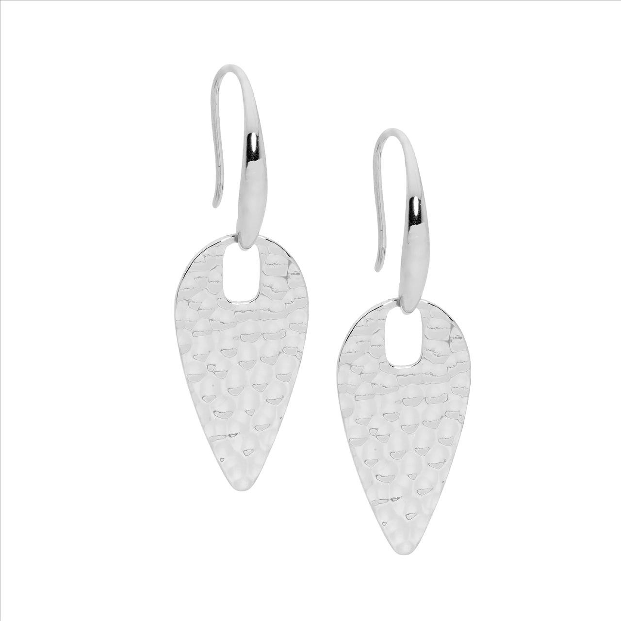 Stainless Steel Hammered Spear Drop Earring