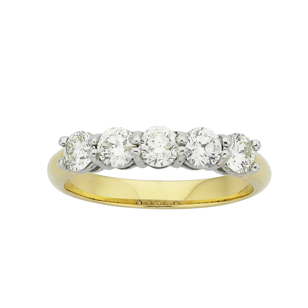 18ct Yellow & White Gold 5 x Stone Diamond Ring