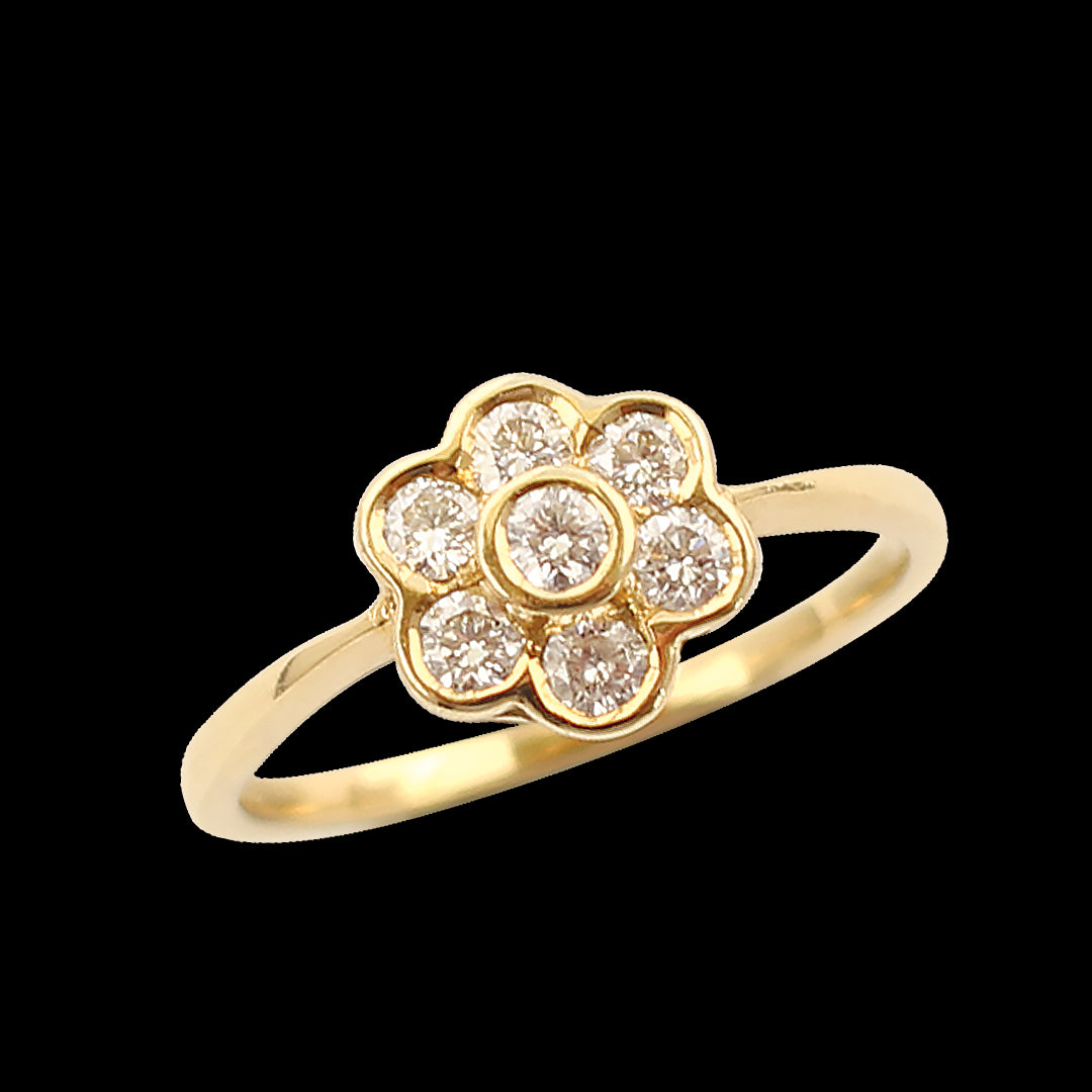 9ct Yellow Gold Diamond Daisy Ring