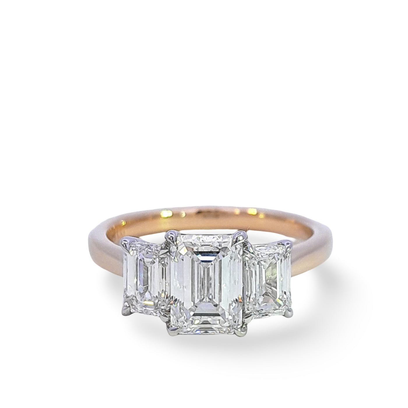 9ct TT 1.51ct Lab Grown 3 x Stone Emerald Cut Diamond Ring