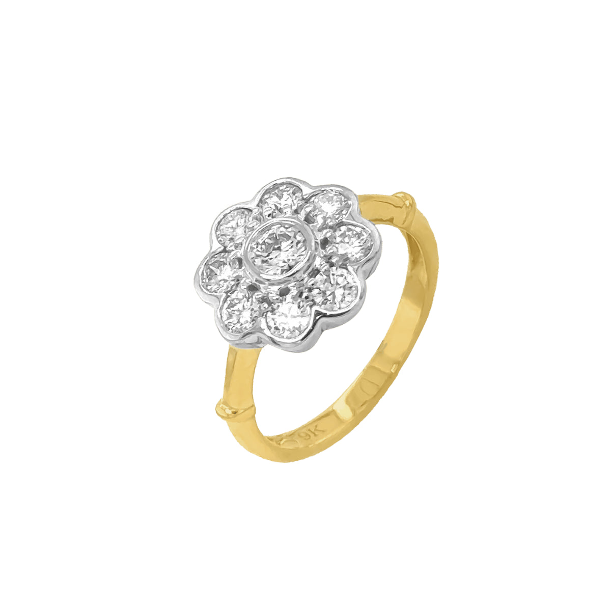 9ct TT 1.15ct Lab Diamond Halo Cluster Ring