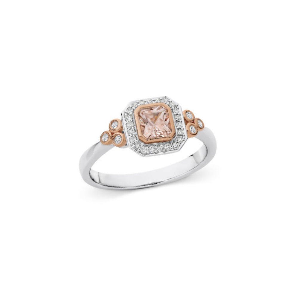 9ct TT Morganite & Diamond Ring