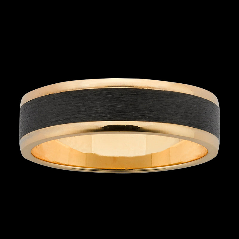 Black Zirconium & 9ct Yellow Gold Ring - 6mm
