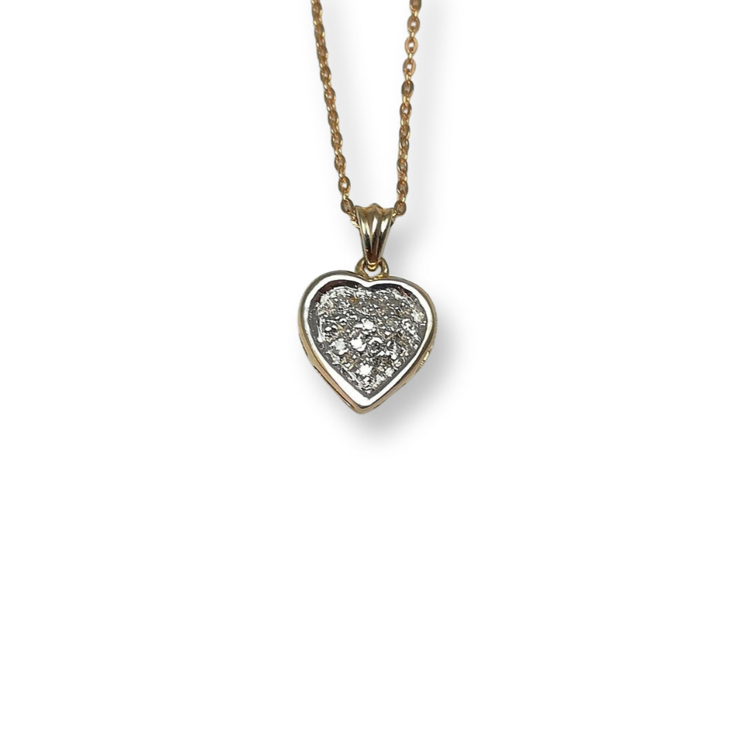 9ct Yellow Gold Heart Diamond Pendant