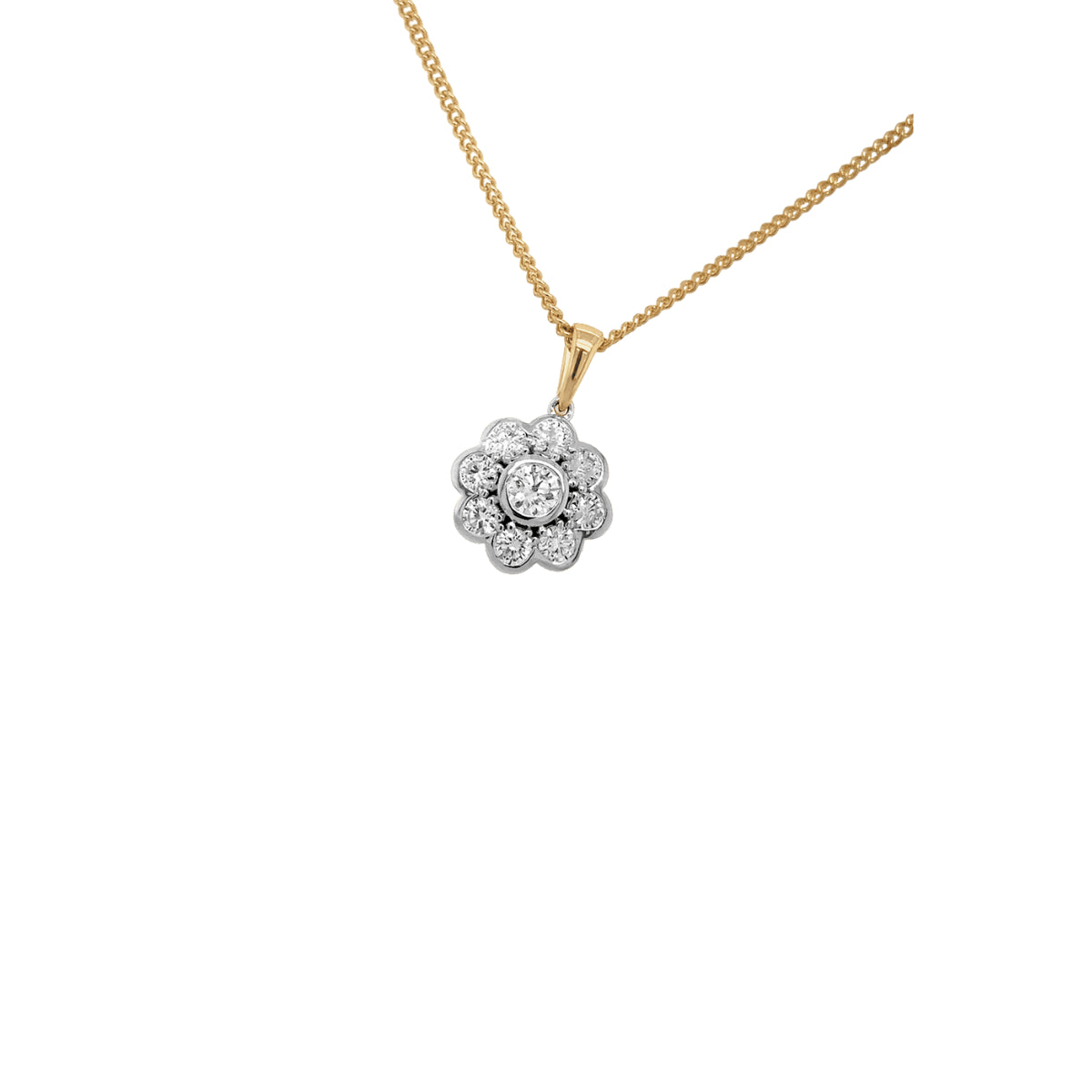 9ct TT 1.15ct Lab Diamond Cluster Pendant