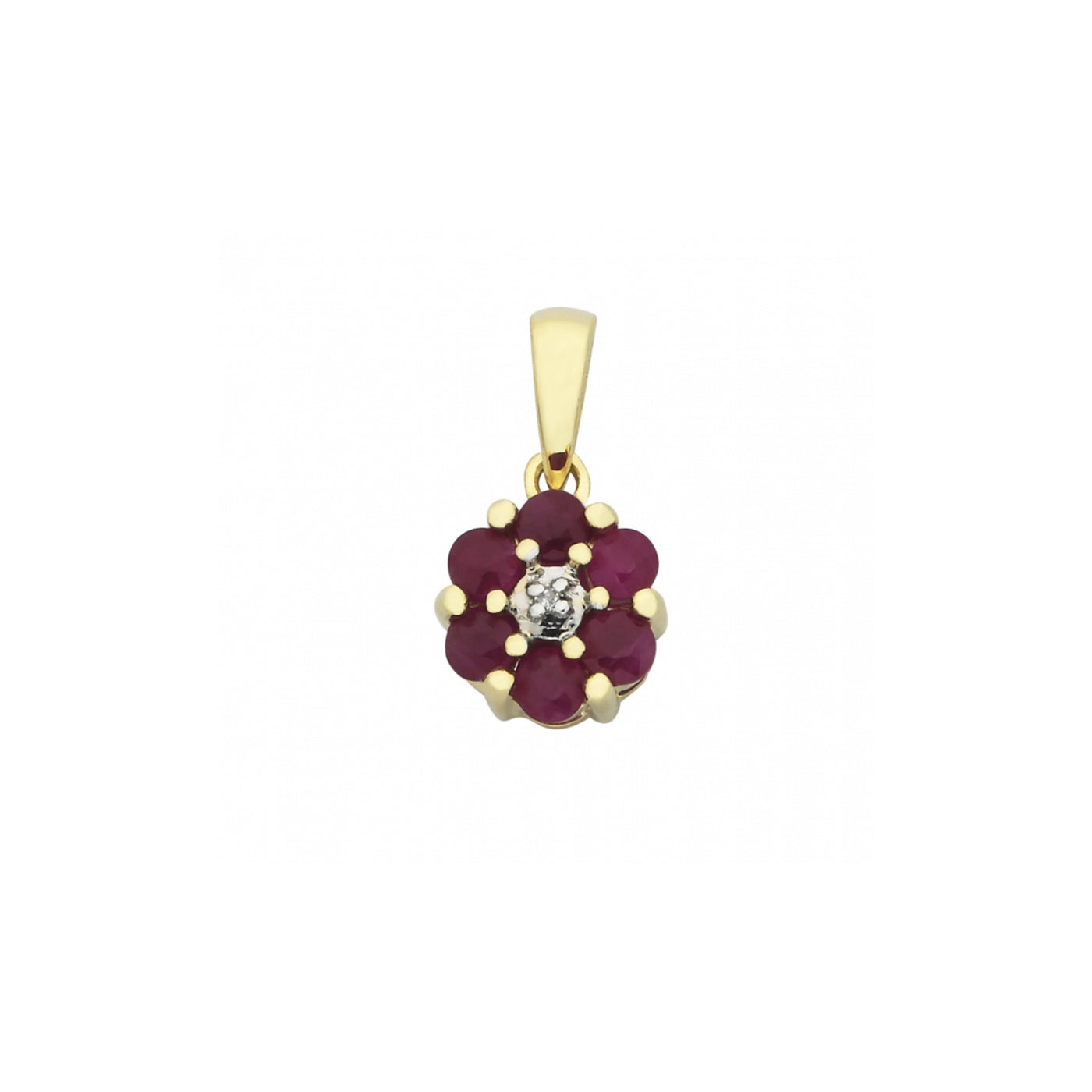 9ct Yellow Gold Ruby & Diamond Pendant