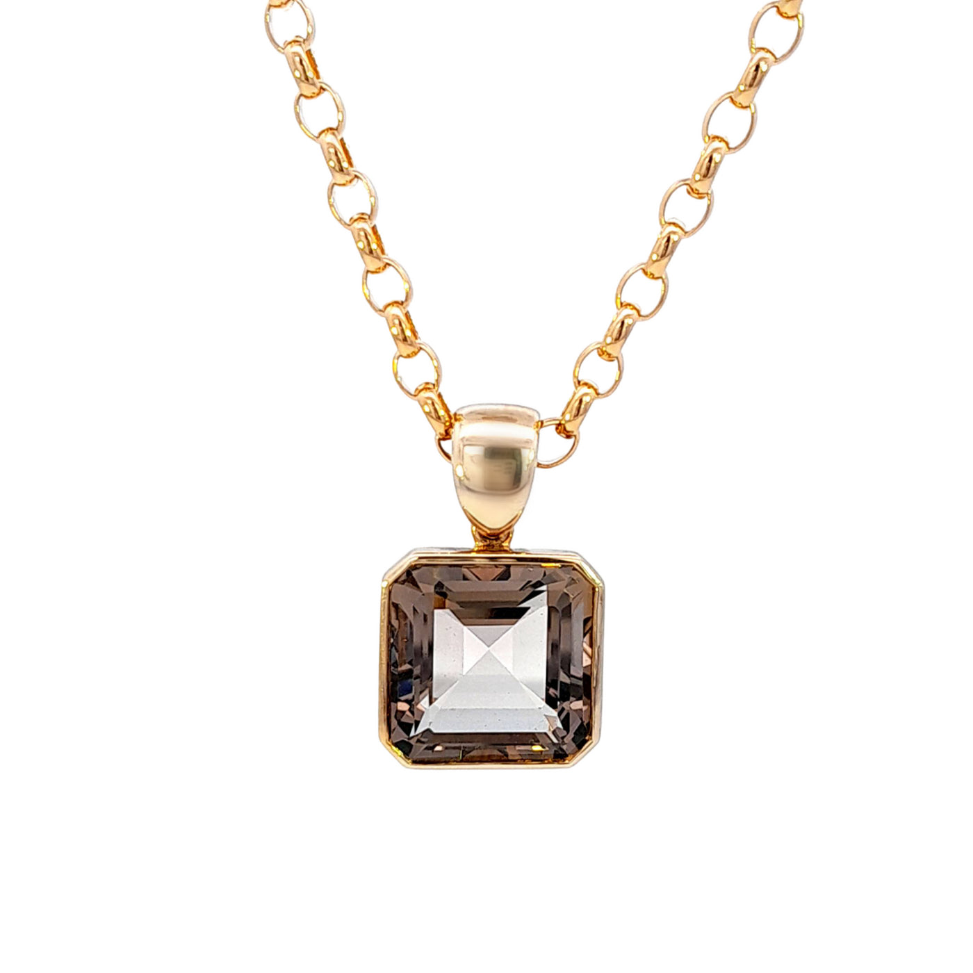 9ct Yellow Gold Smokey Quartz Pendant