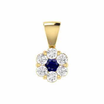 9ct Yellow Gold 0.40ct Diamond & Sapphire Pendant