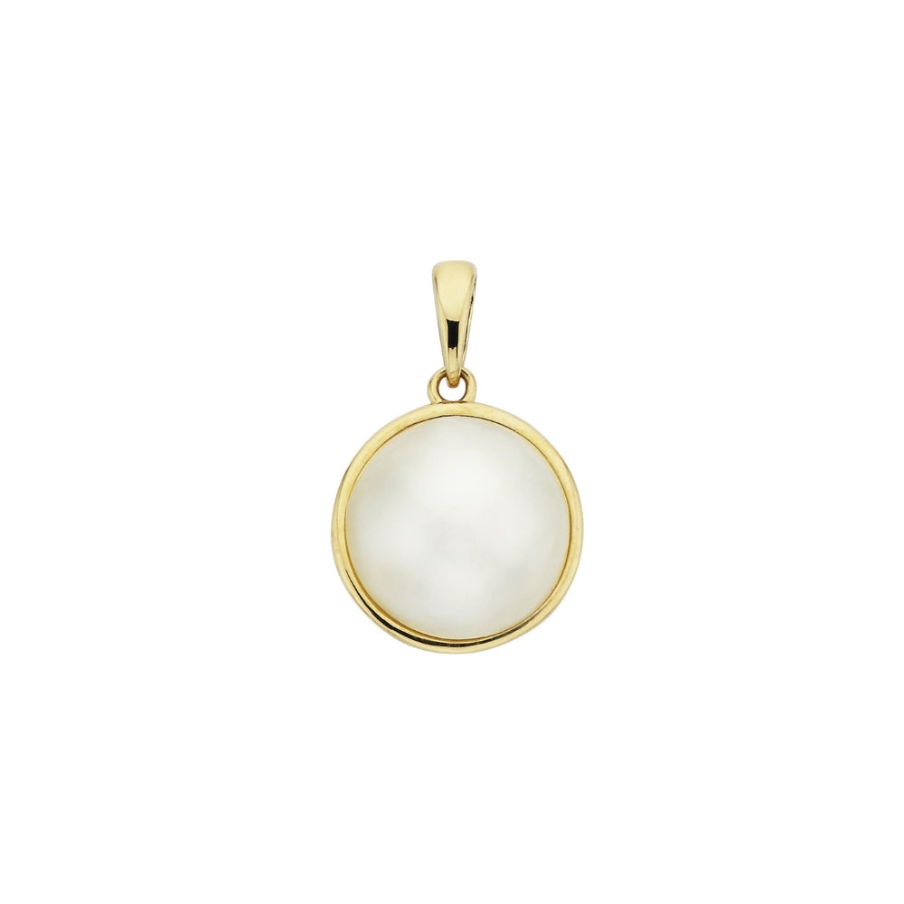 9ct Yellow Gold White Mabe Pearl Pendant