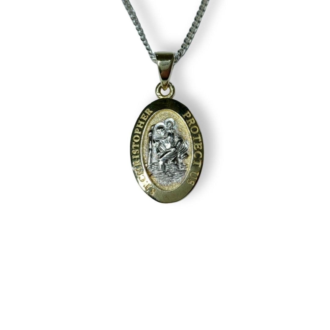 9ct Yellow & White Gold St Christopher Pendant