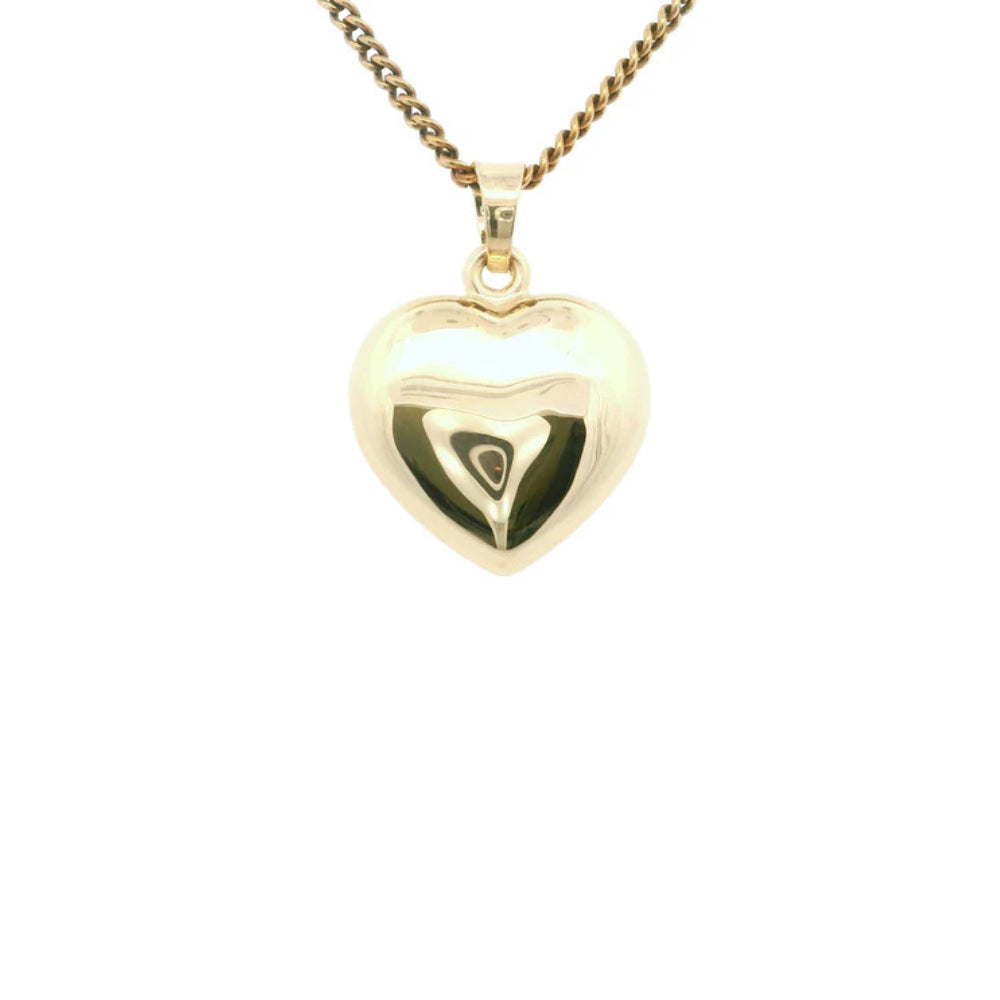 9ct Yellow Gold Puff Heart Pendant