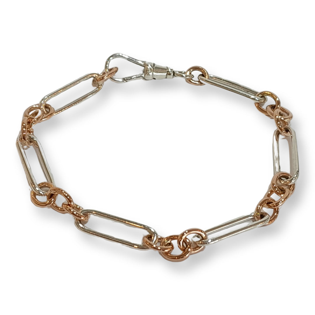 Sterling Silver & 9ct Rose Gold Paperclip Bracelet