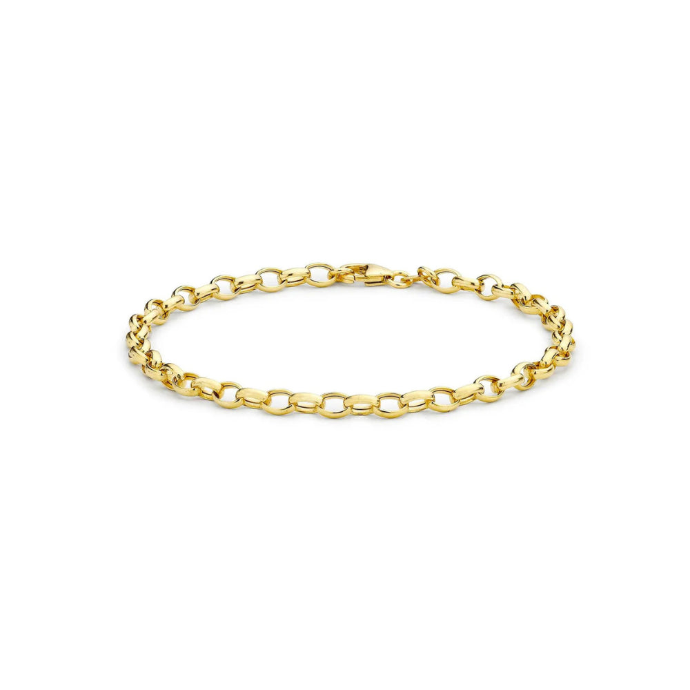 9ct Yellow Gold Oval Belcher Bracelet - 20cm