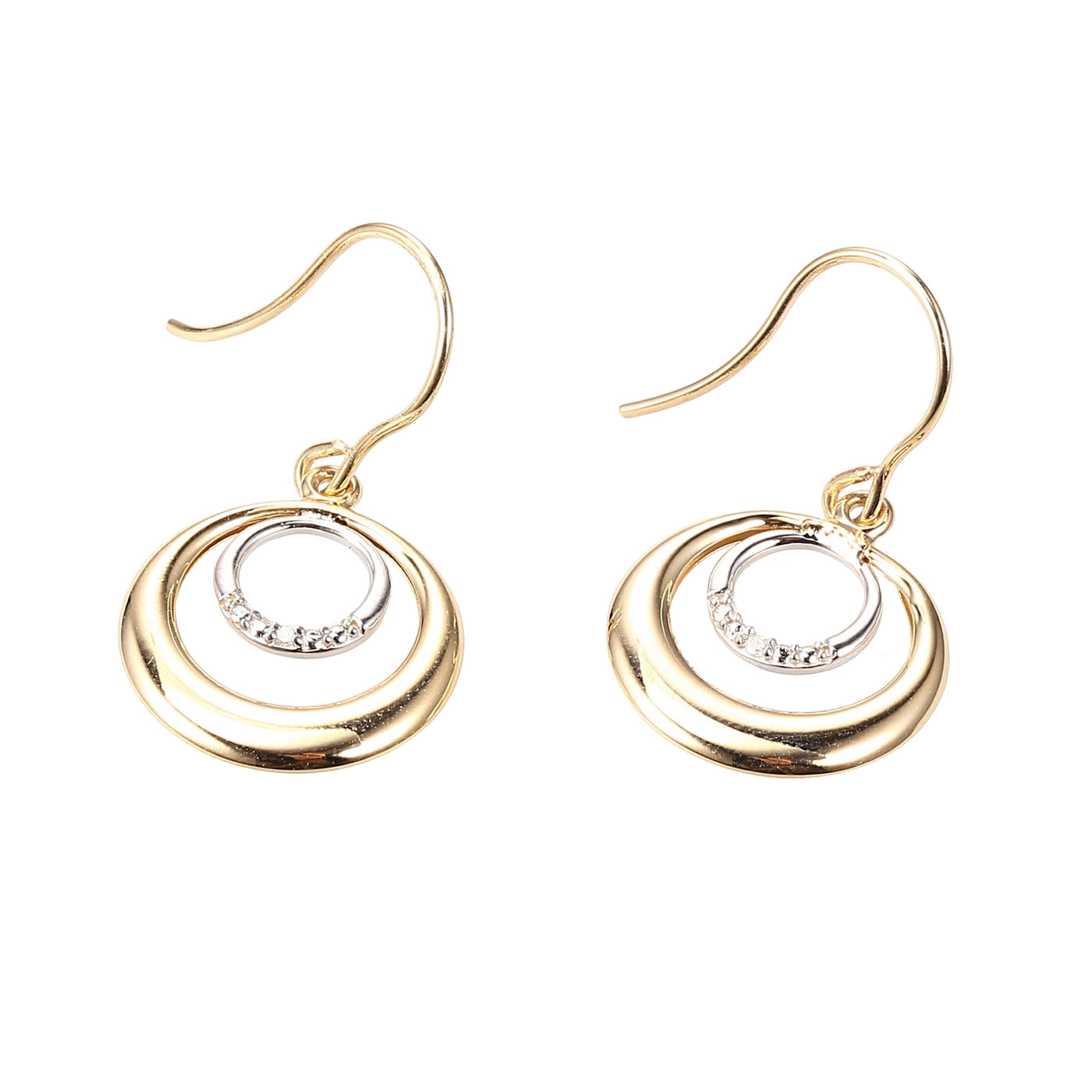 9ct TT Diamond Circles Earrings on Hook