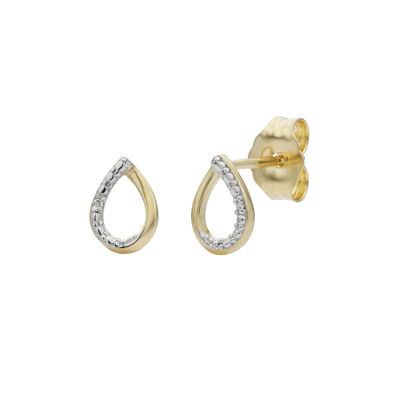 9ct Yellow Gold Teardrop Diamond Stud Earring