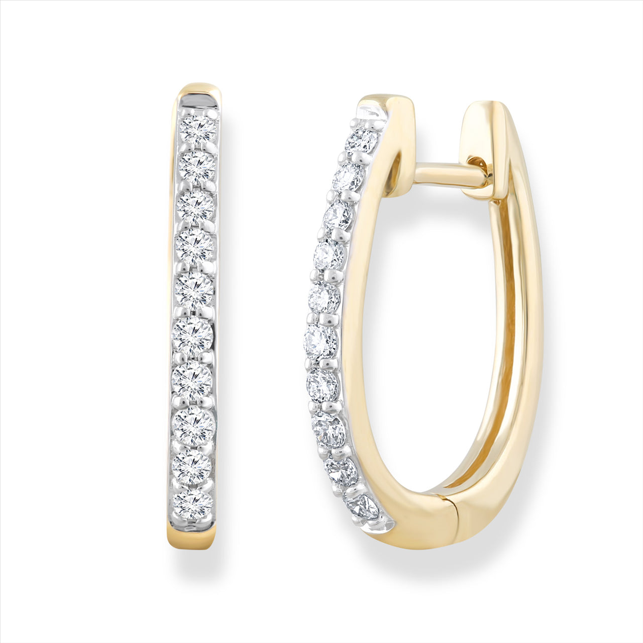 9ct TT Gold 0.25ct Diamond Hoop Earring