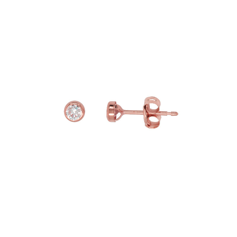 9ct Rose Gold 3mm Rub-set Stud Earring