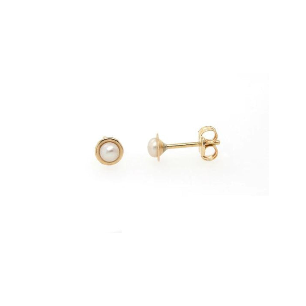 9ct Yellow Gold Pearl Halo Stud Earring