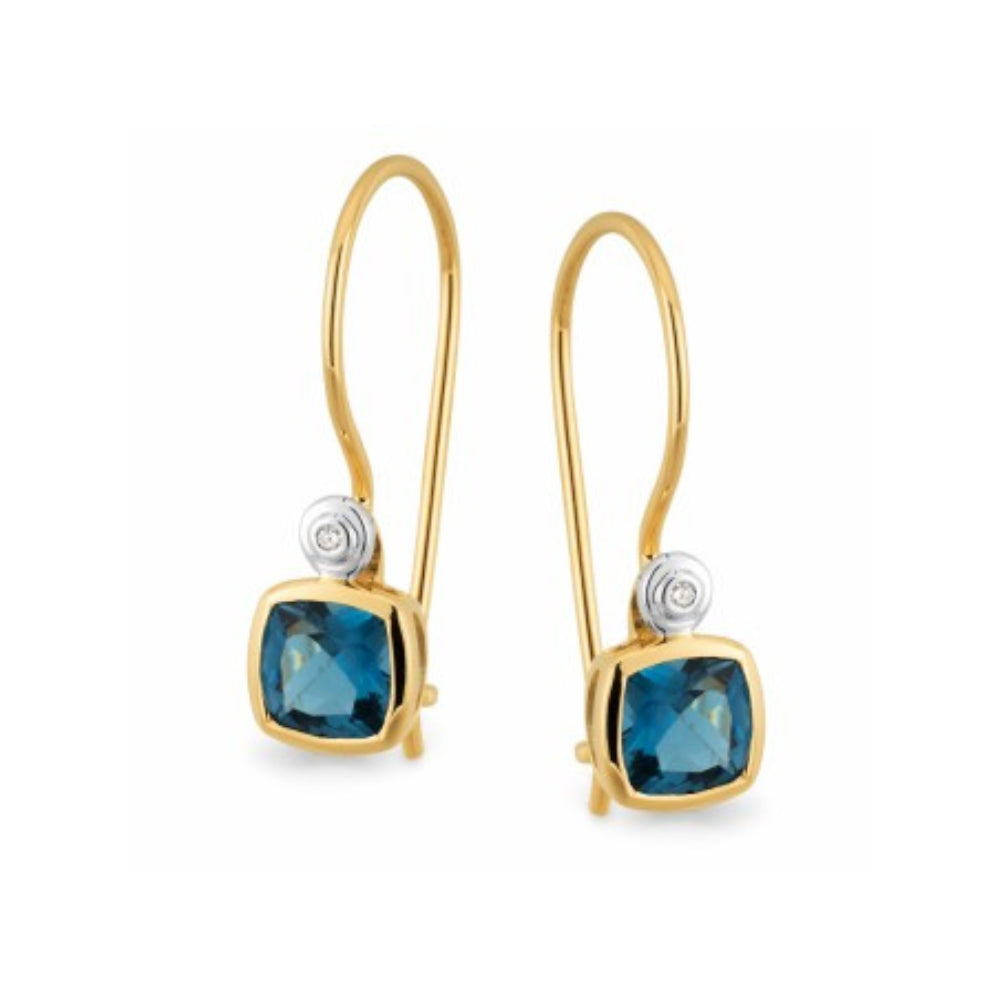9ct Yellow & White Gold Sapphire & Diamond Earring