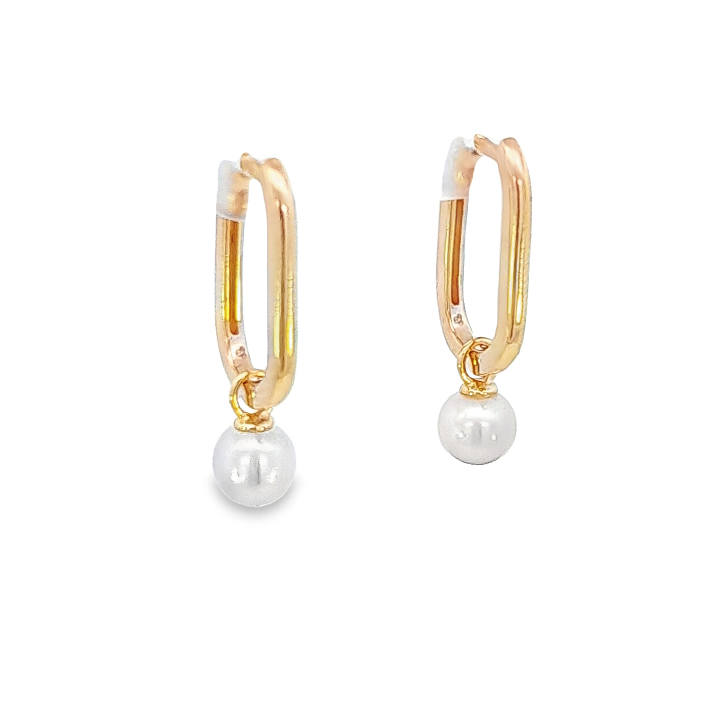 9ct Yellow Gold Oval Hoop Pearl Earring