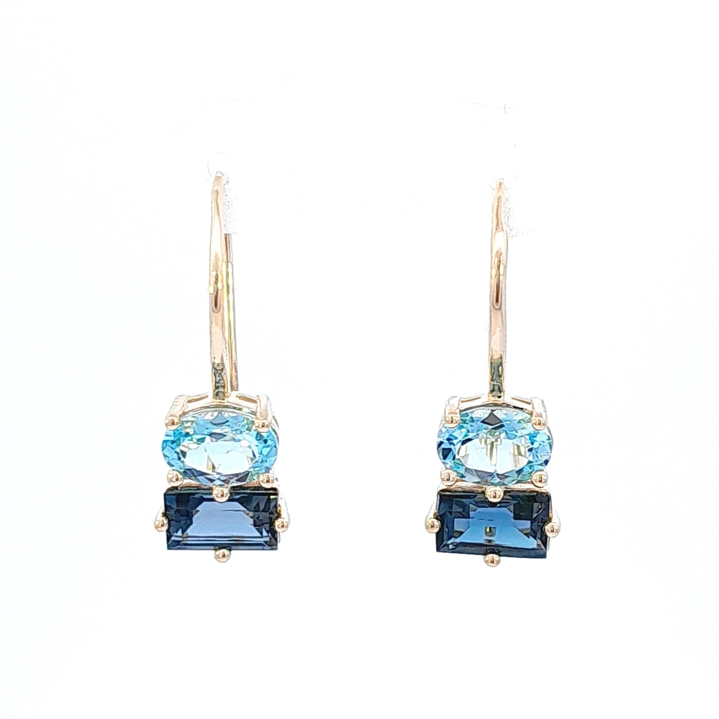 9ct Yellow Gold London Blue & Blue Topaz Earring