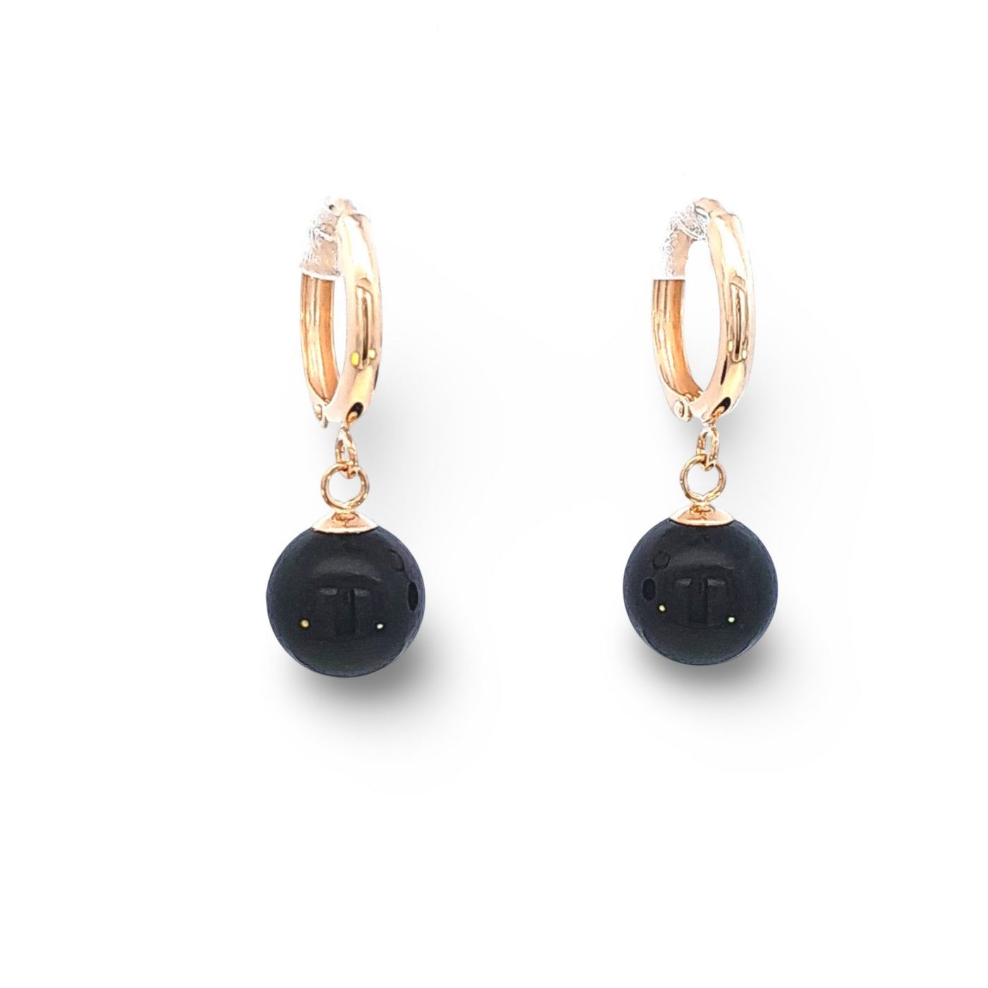 9ct Yellow Gold Onyx Huggie Earring
