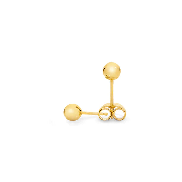 9ct Yellow Gold 3mm Ball Stud Earring