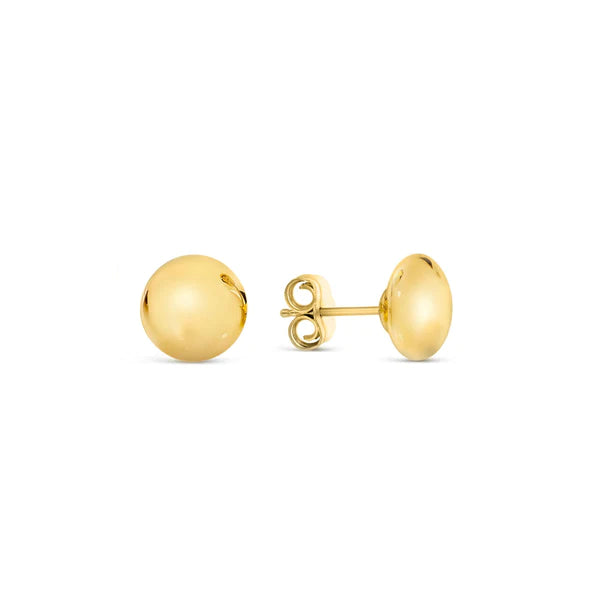 9k Yellow Gold 7mm Flat Ball Stud Earrings