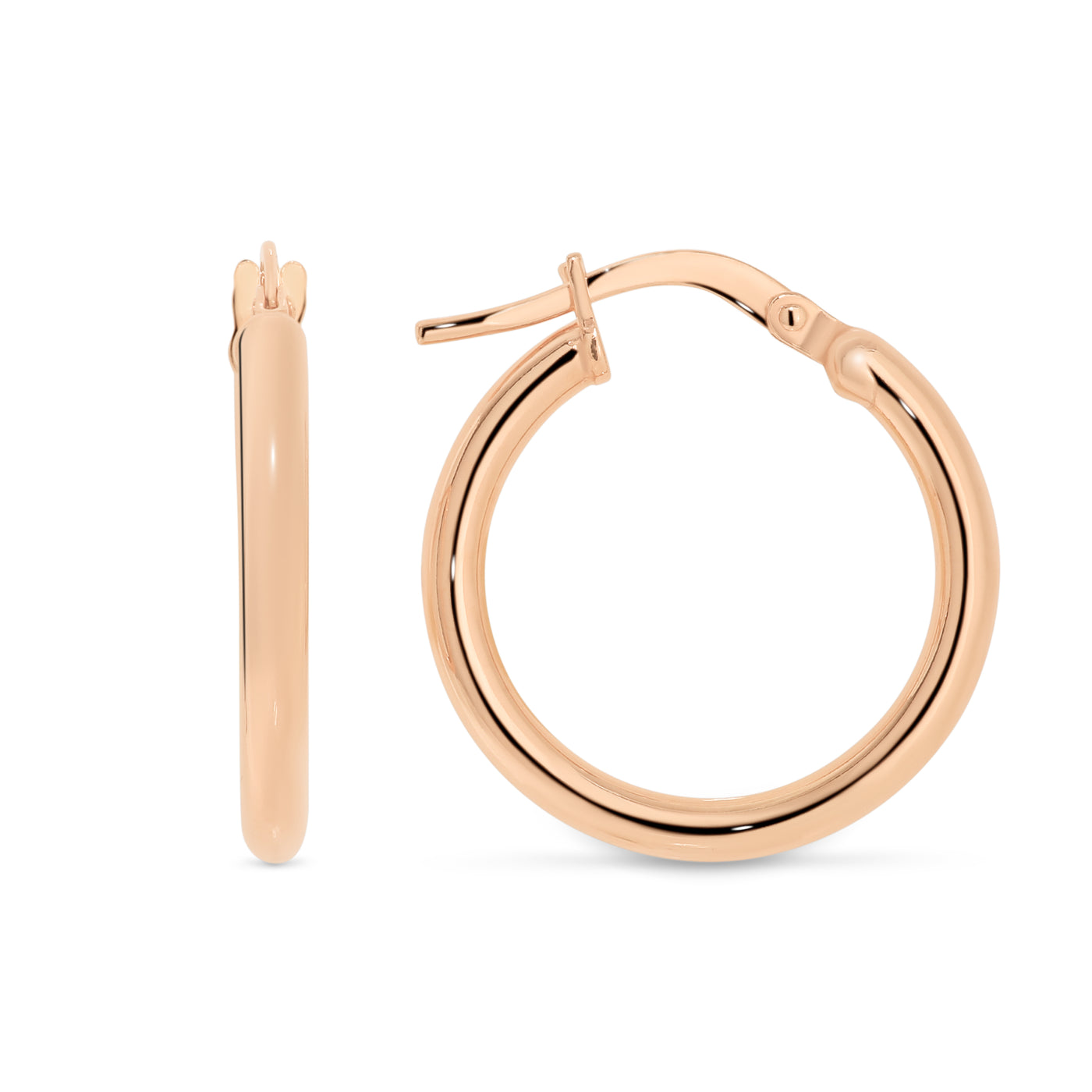 9ct Rose Gold 15mm Round Hoop Earring