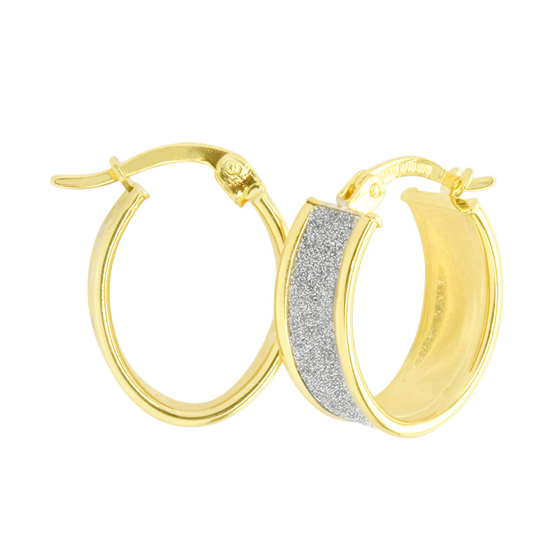 9ct Yellow Gold & Sterling Silver Oval Hoop Earring