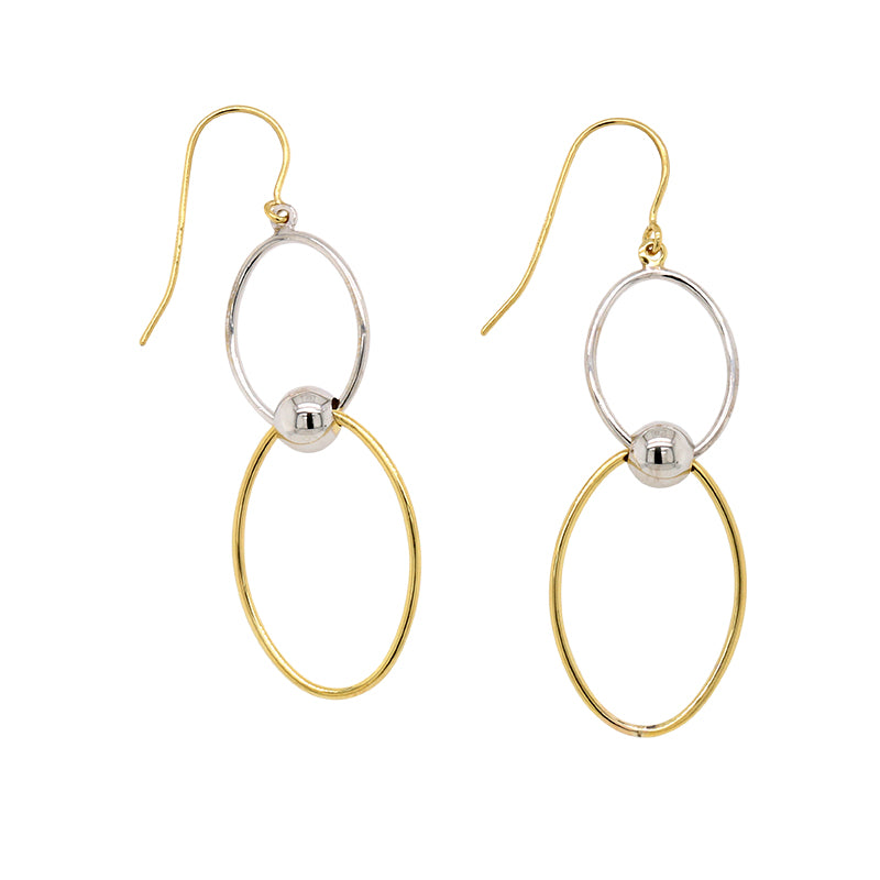 9ct Yellow Gold and Sterling Silver Drop Earring