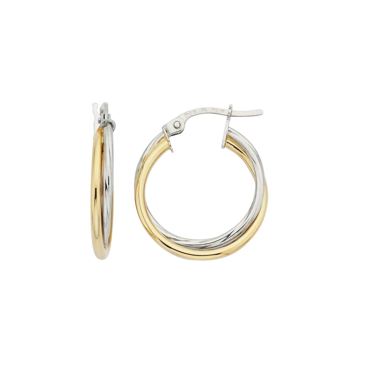 9ct Yellow & White gold Twist Hoop Earring