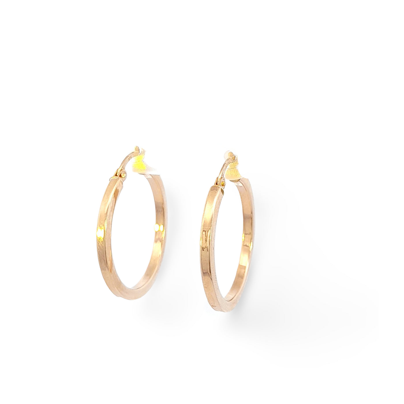 9ct Yellow Gold Square Profile Hoop Earring